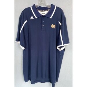 Adidas Notre Dame Mens XXL 2XL Climalite‎ Navy Blue With White Golf Polo